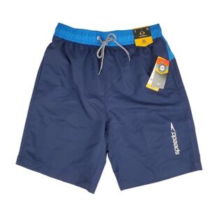 SPEEDO Men's Swim Trunks Size Small Marina‎ Long Volley Blue 2 Way Stretch UPF
